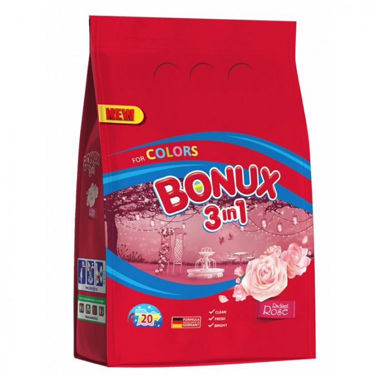 Bonux 20dávek /1.5kg Color rose | Prací prostředky - Prací prášky